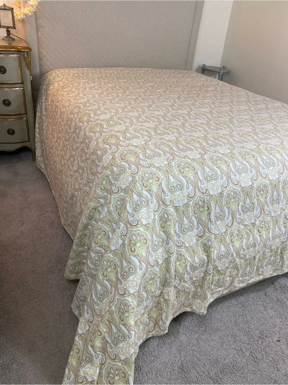 Paisley-Print Home Bedding Sheet Set in Beige, Light Blue & Green